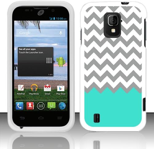 Casemas (TM) Chevron Pattern Turquoise Grey White Flexible Slim TPU Phone Case Cover for ZTE Majesty Z796c / Source N9511