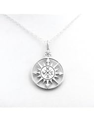 Compass Rose Sterling Silver Nautical Necklace Charm Ocean Navigation Jewelry