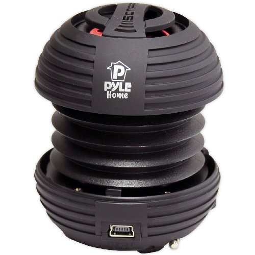 Pyle-Home PMS8B Chainable Rechargeable Mini Capsule Speakers with Bass Expansion For iPod/iPhone/Sansa/BlackBerry/HTC (Black)