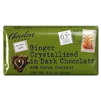 Chocolove Premium Chocolate Bars, Dark (65%) Ginger, 3.2-Ounce Bars (Pack of 12)