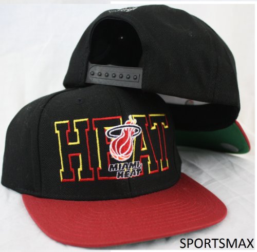 Miami Heat Black/Red Two Tone Snapback Adjustable Plastic Snap Back Hat / Cap