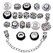 RUBYCA Silver Tone European Charm Bracelet 7.9