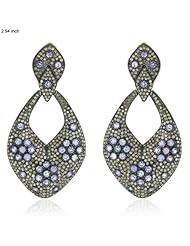 Diamond Pave Tanzanite Dangle 14kt Yellow Gold Earrings Silver Designer Jewelry