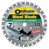 Oldham 725ST30 Commercial 7-1/4-Inch 30 Tooth TCG Steel Stud Cutting Saw Blade with 5/8-Inch and Diamond Knockout Arbor