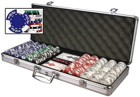 Premium 500 Real Clay No Metal Insert 11.5 gram Crown Wheatear Poker Chips Set, w/6 Dealer Buttons, 5 Unique Poker Dice & 2 Decks of Cards