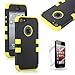ATC Masione(TM) Hard Impact Resistance Case Rubberized Silicone Hybrid Case Cover with Kickstand For Apple iPhone 5 5G With Screen Protector & Stylus Pen (Black+Yellow)