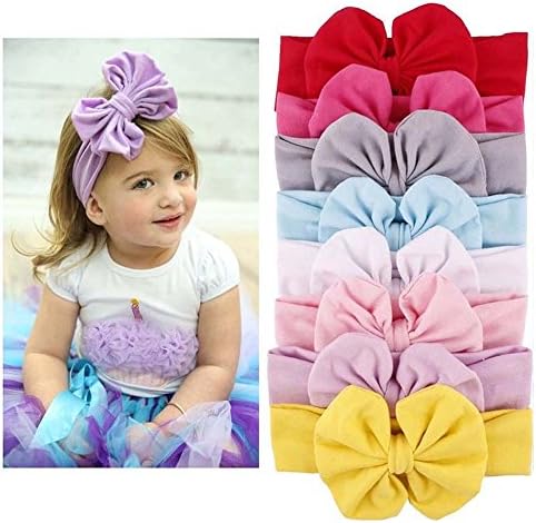 My Little Baby 8 Pcs Baby Girl Newest Turban Headband Girl's Soft Headbands with Bows