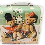 Malle Coffre &agrave; Jouets Bois "Nounours" Vert Marron