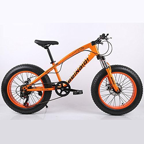 High Carbon Steel Fat Bike, 4.0 Width Wheel,Aluminum Alloy Rim,Front &amp; Rear Disc Brakes (Orange, 20'' / 21-Speed)