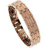 Tungsten Carbide Rose Gold Color Magnetic Therapy Bracelet, w/ Bar Links, 1/2 in. (13mm) wide, 7.5 inches long