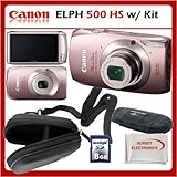 Canon Powershot 500 HS Digital ELPH Camera (Pink) w/ SSE "Gift Package" Inc ....