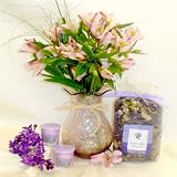 Pink Alstromeria Vase and Potpourri