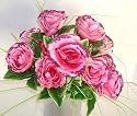 12 Pink Rose Artificial Silk Flowers Bouquet