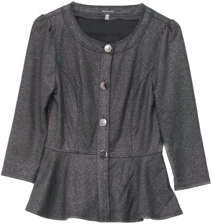 Spense Women's 3/4 Sleeve Shimmer Stretch Ponte Peplum Jacket (S, Silverfoil)