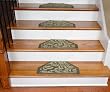 Washable Non-Skid Carpet Stair Treads - Green Floral (13)