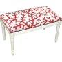 123 Creations C762WBC Coral Colored Coral Needlepoint Bench in White Wash - 100 Percent Wool