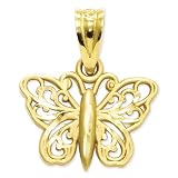 14k Gold Filigree Butterfly Charm