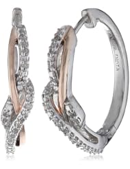 18k Rose Gold Plated Sterling Silver Diamond Accent Twist Earrings ( I-J Color, I3 Clarity)
