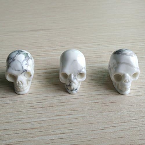 Natural White Turquoise Carved Skull Charms Pendants 3Pcs/Lot