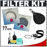 B+W Digital 77mm TWO Multi-Coated Glass Lens Filters (UV Haze & Circular PL Polarizer) + Accessory Kit for Canon, Nikon, Sony, Olympus & Pentax Lenses