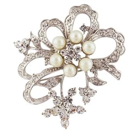 Pugster Silver Tone Fashion Faux Pearl Rhinestone Brooch by 