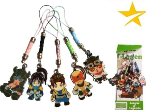 League of Legend Characters Metal Cell Phone Charm 5 pcs