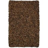 St. Croix LD02 Pelle Leather Brown Shag Rug Size: 30 x 50