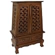 Handmade Asian Furniture - 37" Lattice Panels Storage Cabinet / End Table - Rich Dark Finish