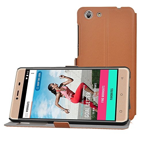 BLU Energy X2 case, KuGi ® BLU Energy X 2 case - BW style High quality ultra-thin PU Leather Case for BLU Energy X 2 smartphone (Brown)
