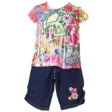 2B Real Toddler Girls Fuchsia Flower Shirt Denim Jean Outfit Set 2T-4T