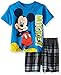 Disney Boys' Toddler Boys' Mickey Mouse Plaid Short Set with T-Shirt