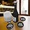 6 Wine Coasters Funny Drink Premium Coasters for Beer Whiskey Cocktails and more. Large Size 4”x 4” - Rubber Made no fade logo molded to last a lifetime (Black Round)