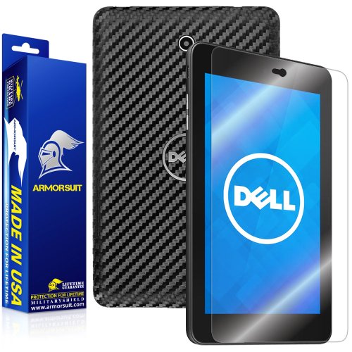 ArmorSuit MilitaryShield - DELL Venue 7 Screen Protector + Black Carbon Fiber Full Body Skin Protector / Front Anti-Bubble Ultra HD - Extreme Clarity & Touch Responsive Shield with Lifetime Replacement Warranty
