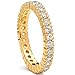 Sterling Silver 925 Women's Goldtone Plated Eternity Ring wedding Band with Cubic Zirconia 3mm 6