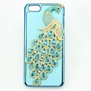 bling 3D clear peacock hard back Case cover for Iphone 5C