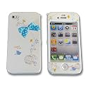 【iPhone4S/4用】かわいいフルカバーiPhoneケース かわいいリボン付き（青）(Type4)【液晶保護フィルム付き】