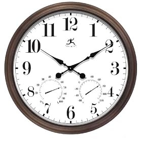 Infinity Instruments Town Hall II Indoor/Outdoor Wall Clock with Weather Station