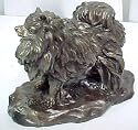 Bronze Finish Pomeranian Dog Statue Figurine