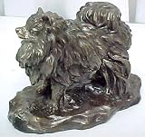 Bronze Finish Pomeranian Dog Statue Figurine