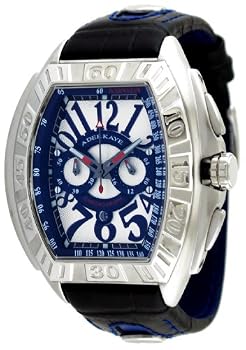 Adee Kaye #AK7230-M Men's Oversized Big Numerals Leather Band Chronograph Watch
