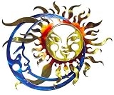 Sun and Moon Metal Wall Sculpture - Metallic Colors, 20 width