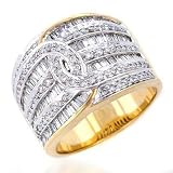14K 1.50ct Baguette & Round Cut Diamond C-Band Ring
