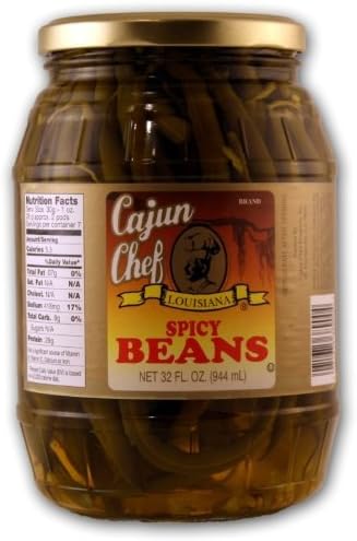 Cajun Chef Louisiana Spicy Green Beans - 32 oz (Pack of 2) - Bold Cajun Flavor - Perfect for Hors d'Ouevres, Cocktail Parties, as a Salad Garnish, Bloody Marys and More - Versatile and Delicious