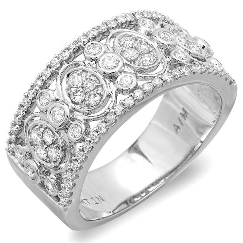 0.80 Carat (ctw) 14k White Gold Round Diamond Ladies Cocktail Right Hand Ring