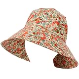 Rain Waterproof Summer Spring Travel Cloche Wide Bucket Sun Hat Cap 57cm Floral