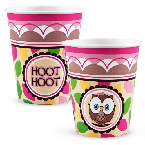 Look Whoo's 1 - Pink 9 oz. Paper Cups (8 count) Infant