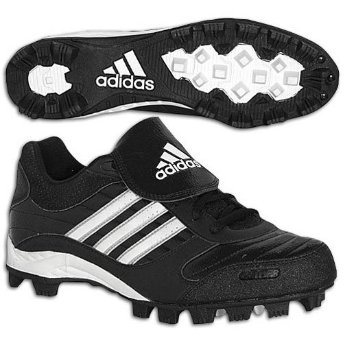 adidas Little Kid/Big Kid Triple Star 6 Low Baseball Cleat,Black/White/Silver,1.5 M US Little Kid