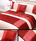 Pleat Red Off White Bed In A Bag Bedding Set, Double Bed