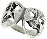 Sterling Silver Large Drama Masks Ring
