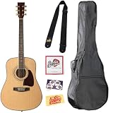 Barcelona D200 Full-Size Dreadnought Acoustic Guitar Bundle with Gig Bag, Strap, Strings, Pick Card, and Polishing Cloth - Natural
